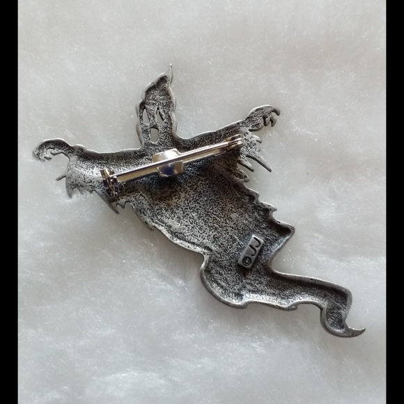 Rare JJ Jonette Ghoulish Haunting Ghost Pewter Brooch Pin - Picture 3 of 6